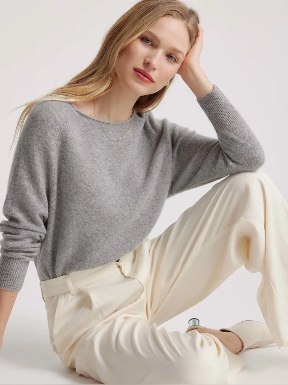 Quince Gray Cashmere Sweater - small